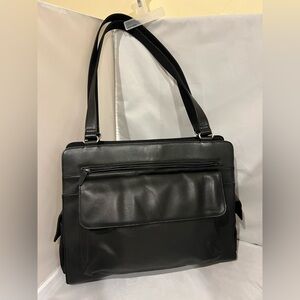 Fossil Black Leather Shoulder Tote Bag